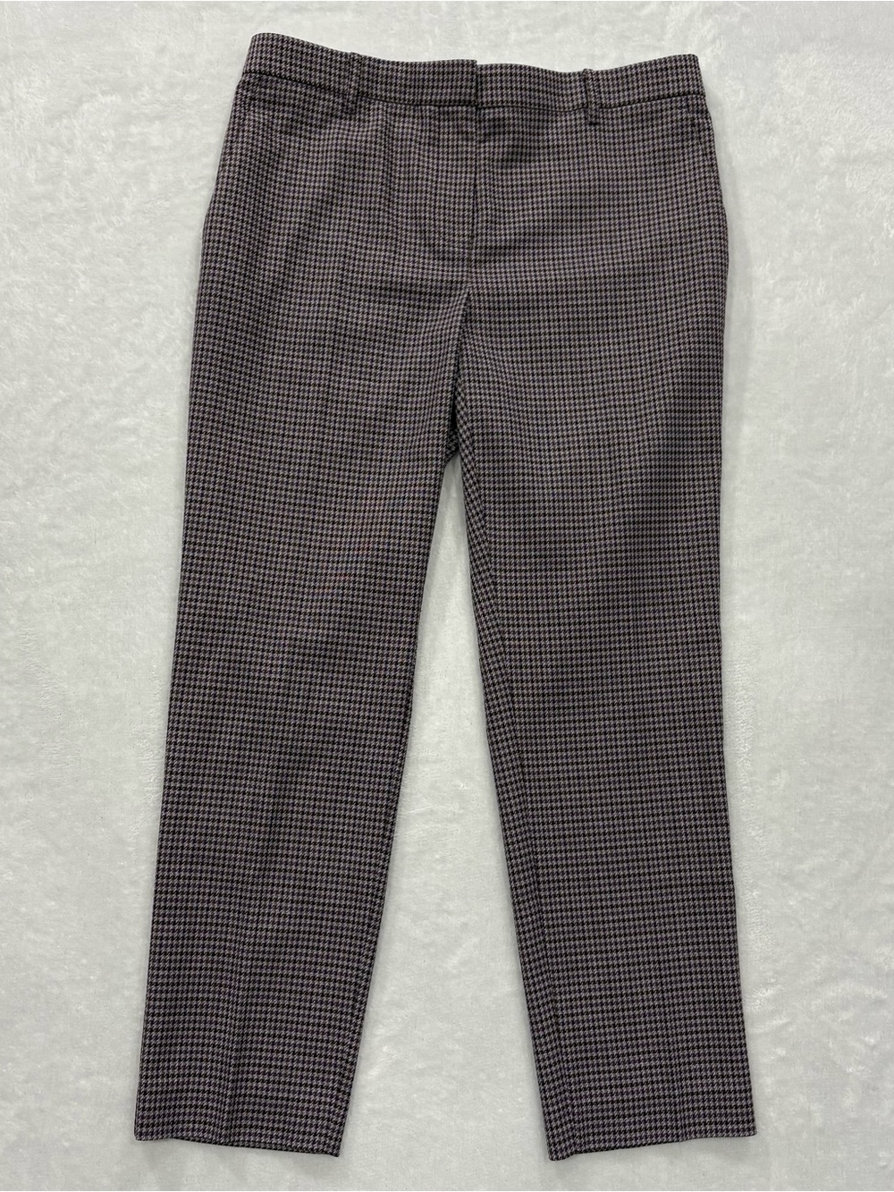 Ann Taylor The Eva Purple Houndstooth Flat Front Pants Women’s Size 6